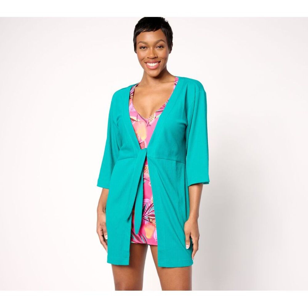 Belle by Kim Gravel Teal Swim Cover-Up